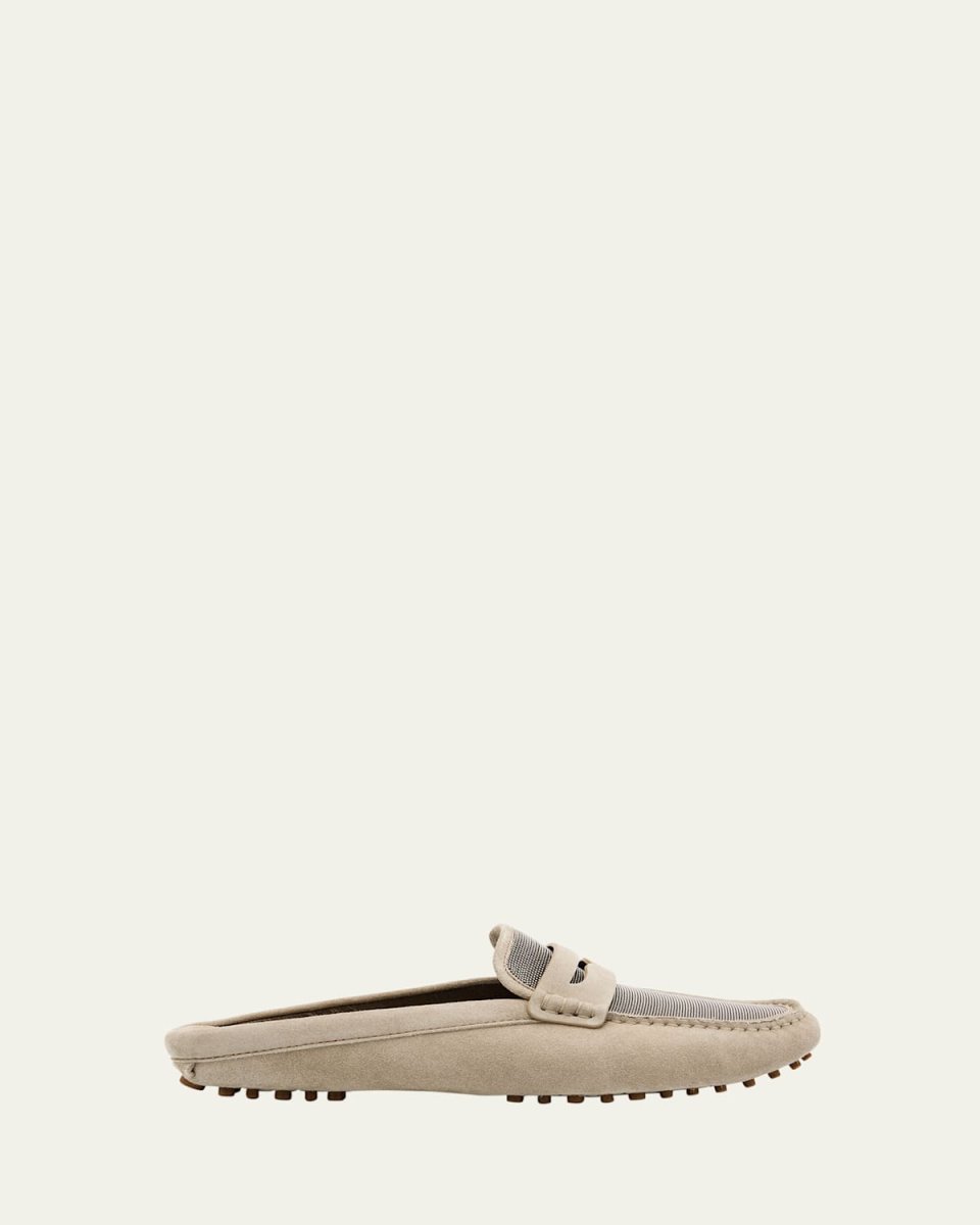 Suede Monili Penny Loafer Mules